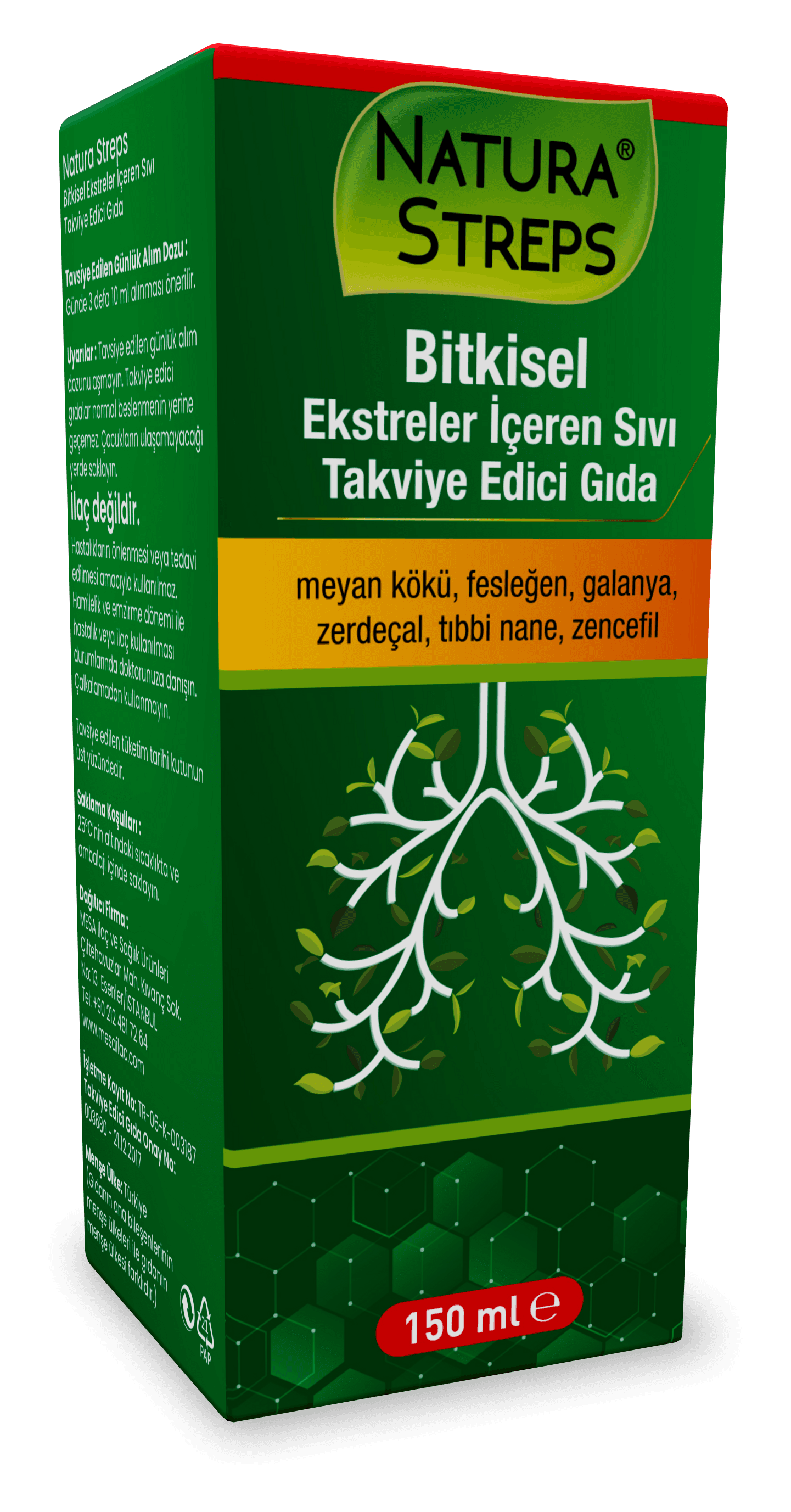 NATURA STREPS Bitkisel Şurup ambalajı