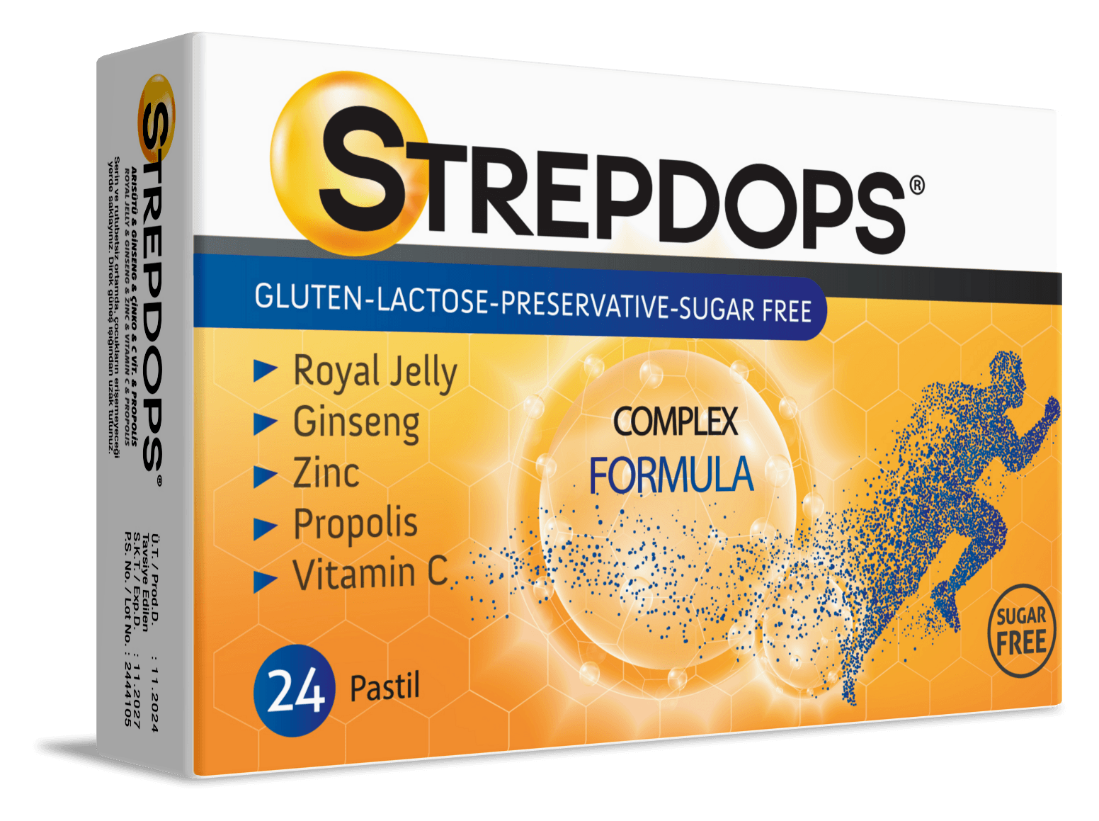 STREPDOPS Arı Sütü Ginseng Pastil ambalajı